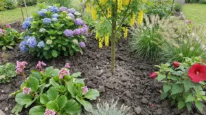 Piante fiorite che crescono rigogliose in un terreno argilloso e compatto