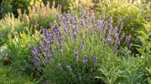 Pianta di lavanda in fiore in un giardino soleggiato
