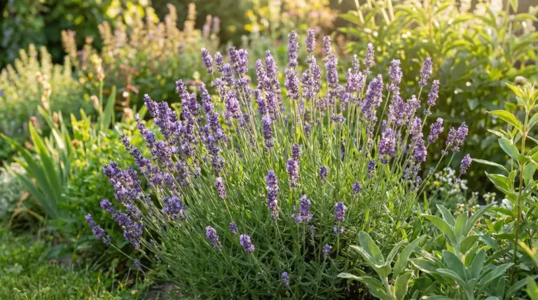 Pianta di lavanda in fiore in un giardino soleggiato